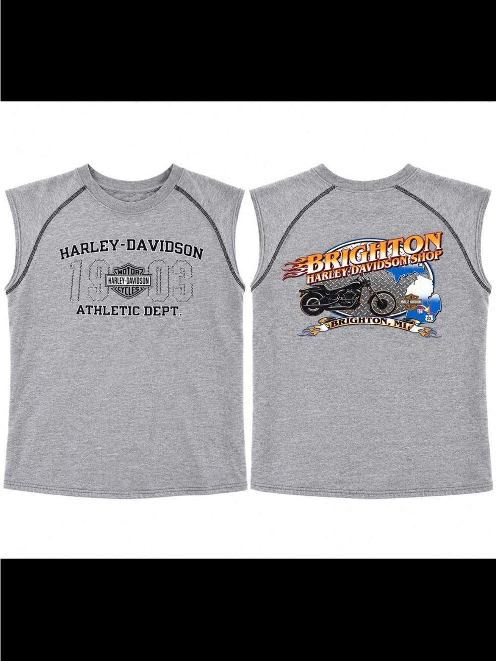 Harley-Davidson Gray Sleeveless Brighton Motorcycle Graphic sweatshirt